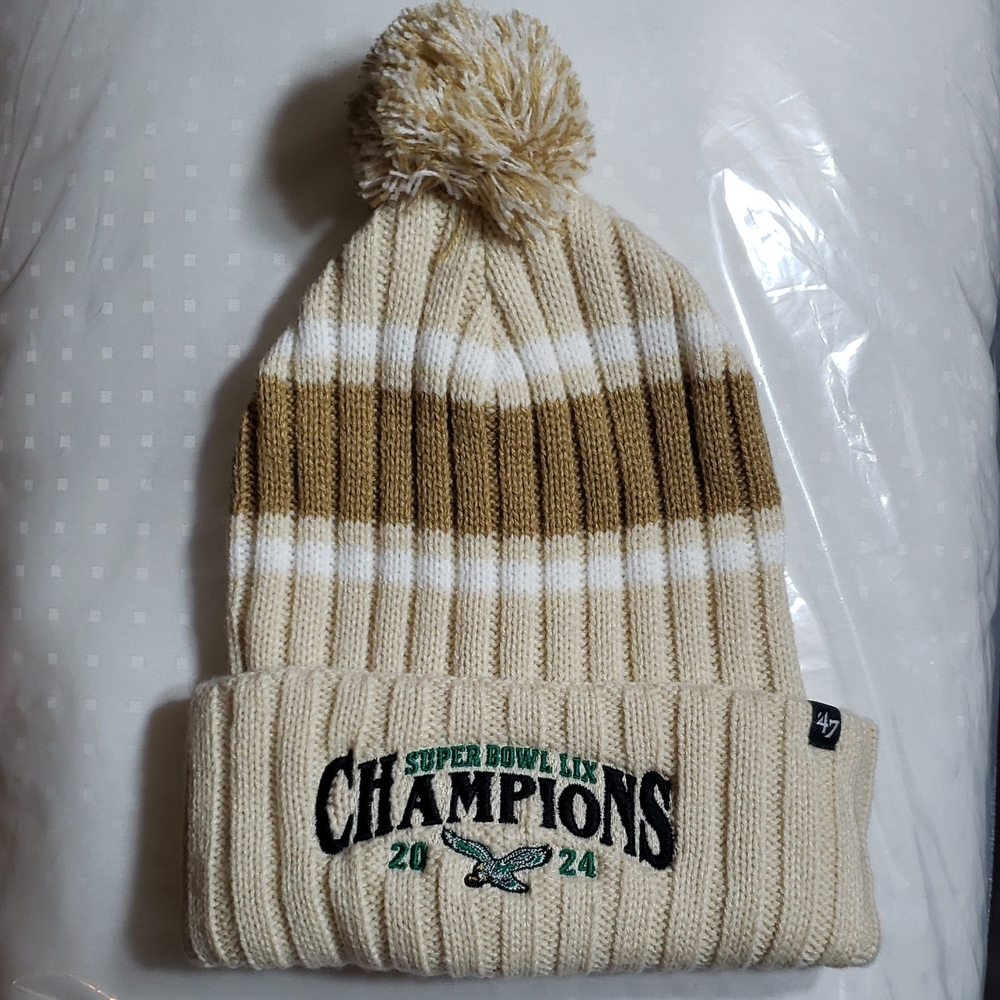 '47 Brand Beige and White Champions Victiry Beanie